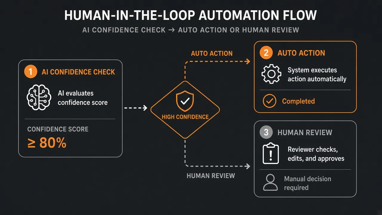 مسیر Human-in-the-loop در اتوماسیون هوشمند بر اساس Confidence
