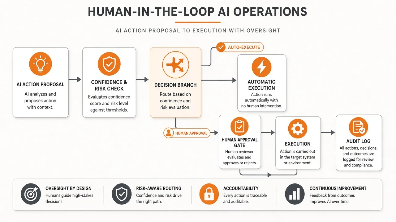 Human-in-the-loop در عملیات هوشمند با شاخه اجرای خودکار یا تأیید انسانی