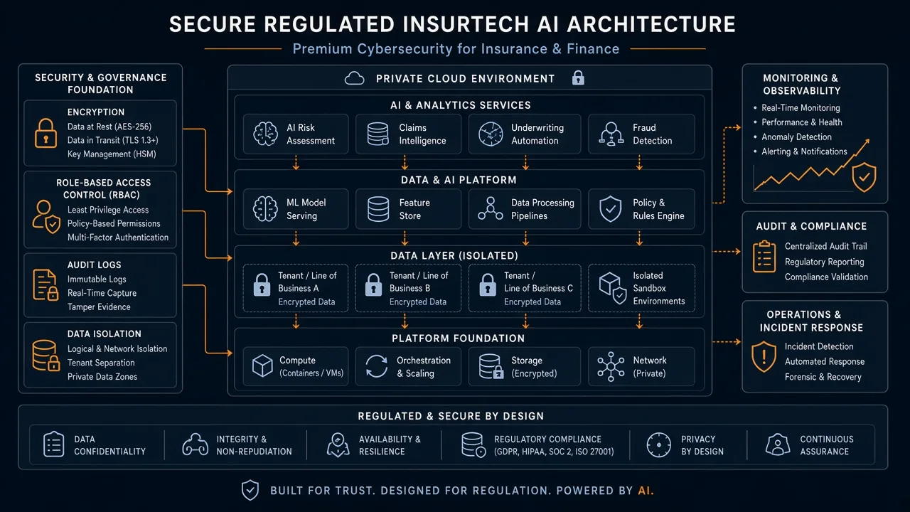 معماری امن InsurTech با کنترل دسترسی و Audit Log